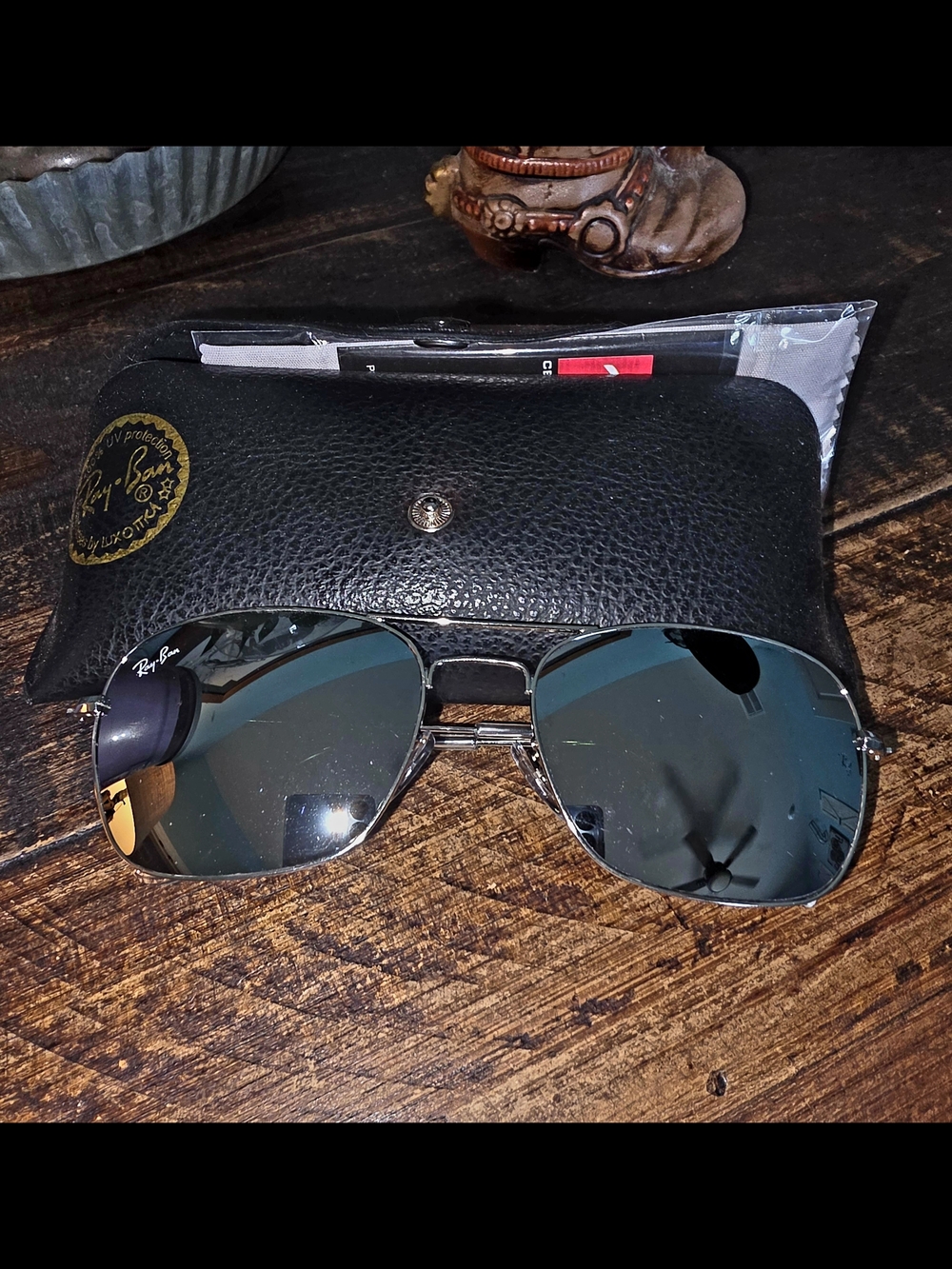 Ray-Ban Aviator Sunglasses in Green Lens with Silver Frame